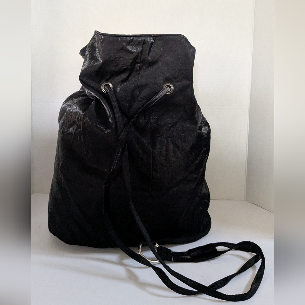 Black Drawstring Backpack With Pink Logo Accent - image 7